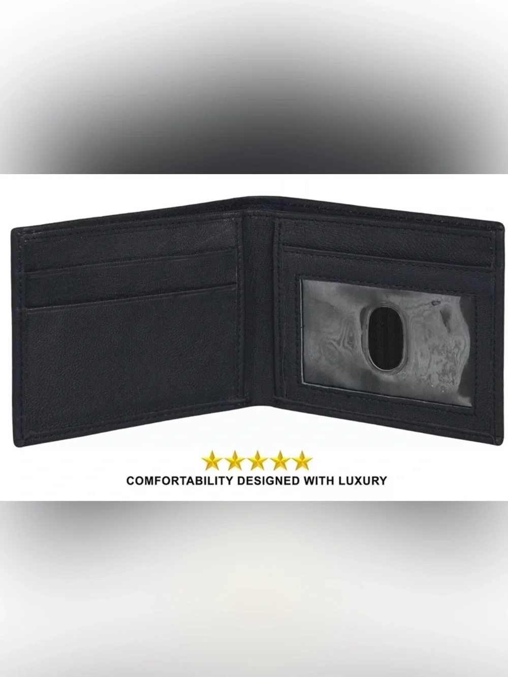 Men's RFID Blocking Leather Bi-Fold Wallet - Black